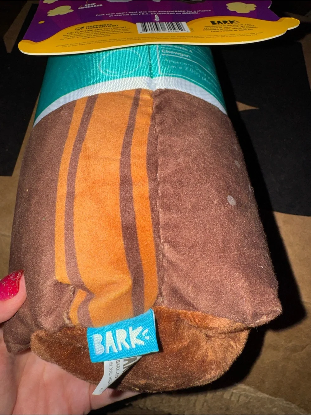 Bark Box XL Dog Toy Corgi Cola giant plush crinkles & squeaks NEW 13 inches